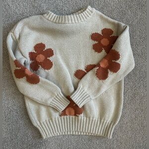 Little and Co Girls Floral Patterned Cream Sweater